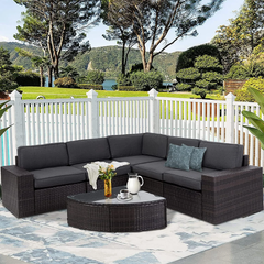 Omehia Outdoor Garden Balcony Sofa Set  5 Seater and 1 Center Table Set (Grey)