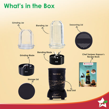 Nutri-blend Mist 500W Mixer Grinder, 22000 RPM, Smoothie Maker-Masala Grinder-Chutney Blender, 3 Unbreakable Jars, Limited Edition, Recipe Book by Chef Sanjeev Kapoor, 2 Yr Warranty, Black