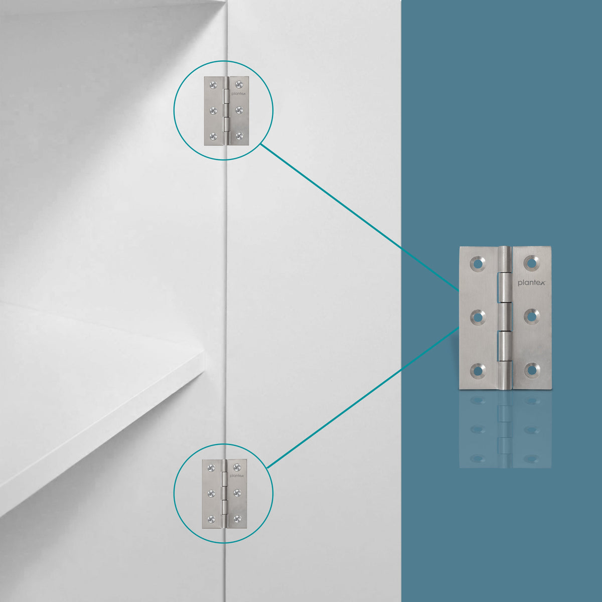 Plantex Stainless Steel Door Hinges 3 inch x 16 Gauge/1.5 mm Thickness Home/Office/Hotel for Main Door/Wooden/Bedroom/Kitchen/Kabza - Pack of 1 (Satin Matt)-4