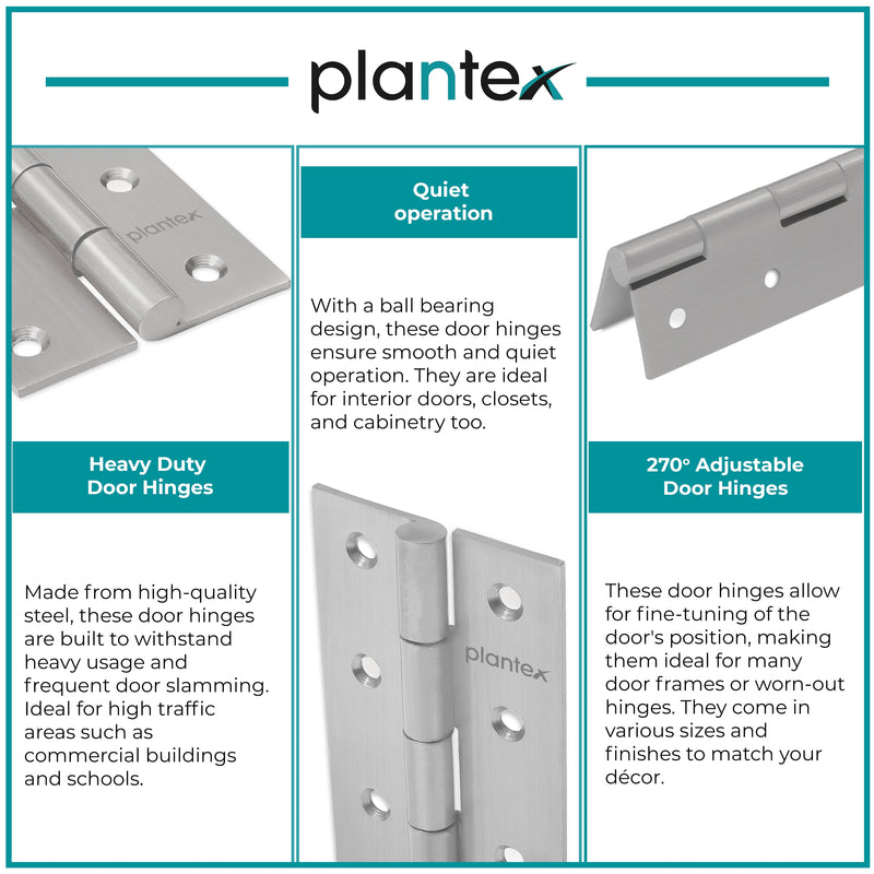 Plantex Stainless Steel Door Hinges 3 inch x 16 Gauge/1.5 mm Thickness Home/Office/Hotel for Main Door/Wooden/Bedroom/Kitchen/Kabza - Pack of 1 (Satin Matt)-6