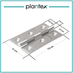Plantex Stainless Steel Door Hinges 3 inch x 16 Gauge/1.5 mm Thickness Home/Office/Hotel for Main Door/Wooden/Bedroom/Kitchen/Kabza - Pack of 1 (Satin Matt)-2