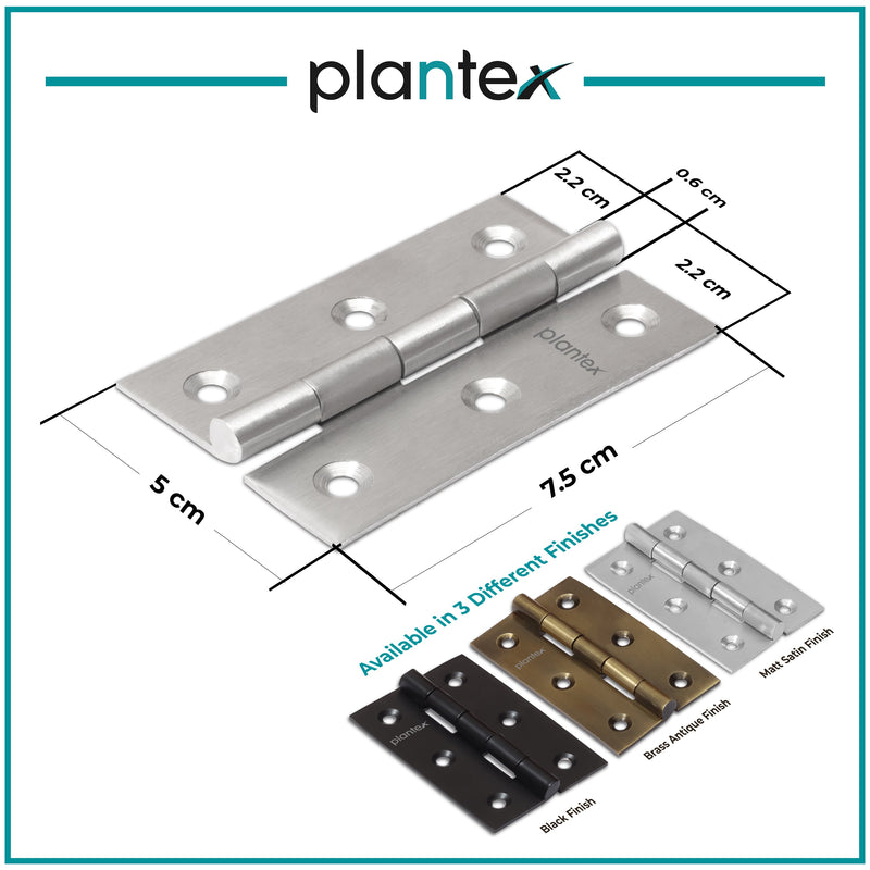 Plantex Stainless Steel Door Hinges 3 inch x 16 Gauge/1.5 mm Thickness Home/Office/Hotel for Main Door/Wooden/Bedroom/Kitchen/Kabza - Pack of 1 (Satin Matt)-3