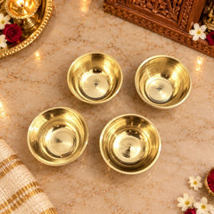 Brass Embossed Design Prasad Bowl Set (1 Inch)