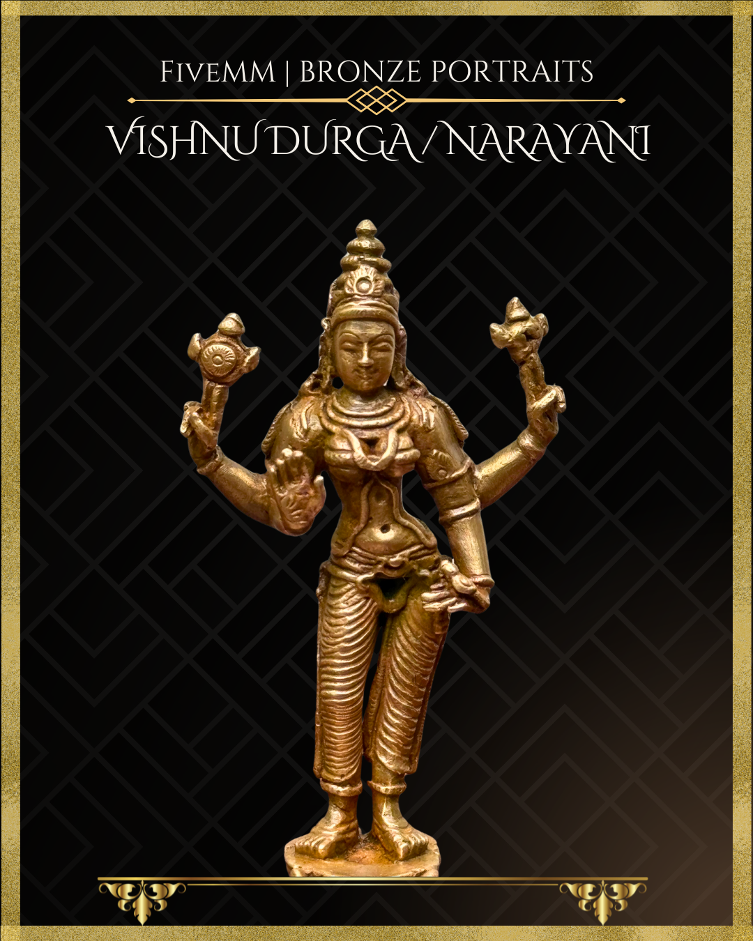 Vishnu Durga/Narayani Panchaloha Bronze Icon - 4.5"
