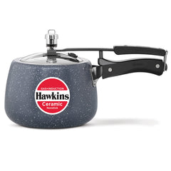 Hawkins 1.5 Litre Ceramic Nonstick Pressure Cooker, Induction Inner Lid Baby Cooker, Granite Contura shaped Cooker, Blue (ICC15)
