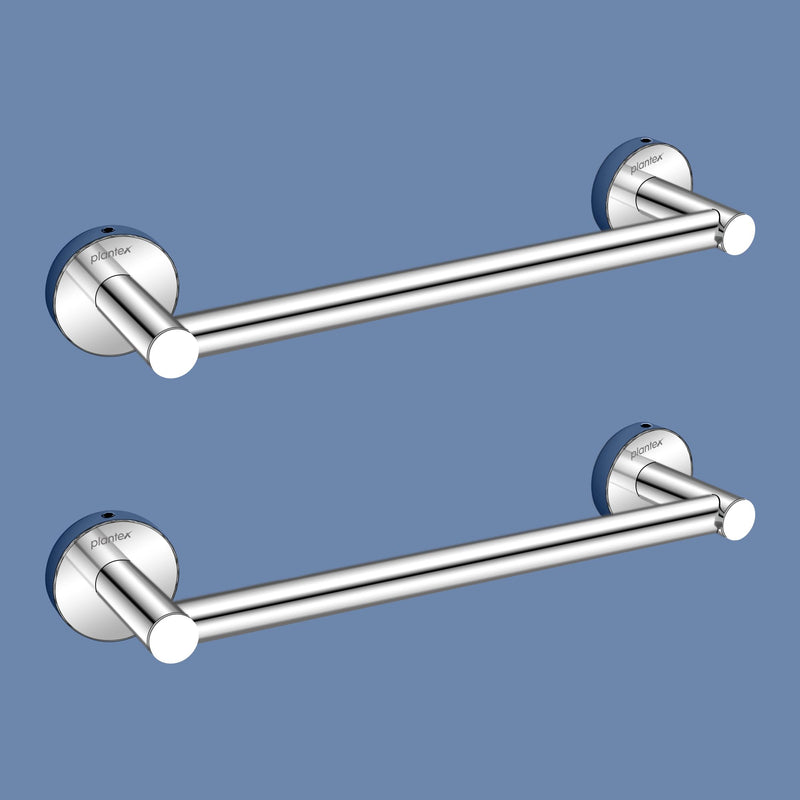Plantex Stainless Steel Towel Holder for Bathroom/12 inch Towel Bar/Single Towel Rod/Napkin Holder for Home/Bathroom Accessories - Pack of 2 (Chrome)-1