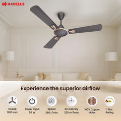 Havells Quickair 1200mm Ceiling Fan, High-Speed, Energy Efficient & Silent Operation with Modern Design, Ideal for Bedrooms-5