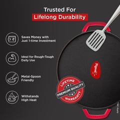 Pigeon by Stovekraft Pre-Seasoned Cast Iron Tawa 30 cm | Pre-Seasoned with 100% Vegetable Oil | Naturally Nonstick | Hig