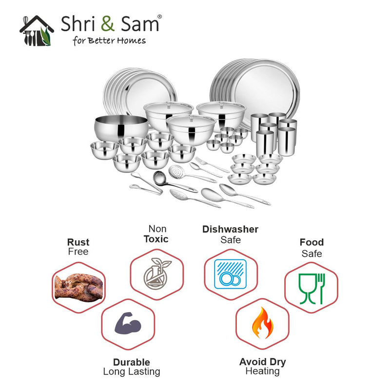 Stainless Steel 61 PCS Dinner Set (6 People) Shagun