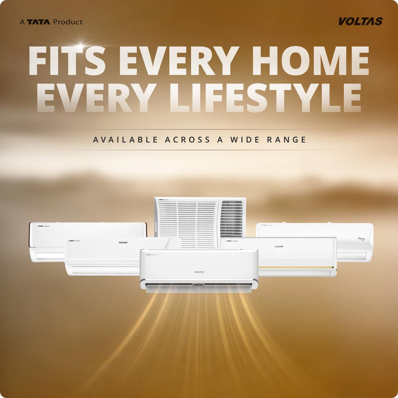 Voltas 1.5 ton 5 Star, New star rated, Inverter Split AC (Copper, Convertible 6-in-1 Cooling Modes, Auto Clean, Sleep Mode with Hidden Display, Memory Restart (185INV VENUS LUXE, White)