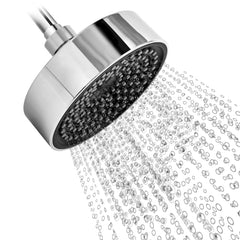 HOUZA Round Shower Head for Bathroom | 4 Inch Single Flow Overhead Shower without Arm | Adjustable Bathroom Shower with Even Water Flow & Rust Resistant | Anti-Clog Silicone Nozzles for Wall Mounting