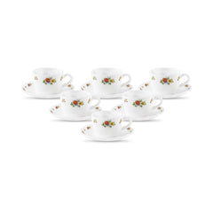 La Opala, Novo Collection Opal Glass Crockery | Cup & Saucer Princess, Set of 12 | Radiant Curves, 150 ml | for Tea & Coffee | Microwave Safe | 100% Vegetarian | Extra Strong | Super Light & White