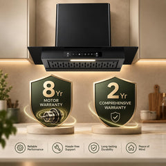 Faber Mercury 60cm 1500m³/hr BLDC Filterless Autoclean T-Shape Wide Grill Chimney|9 Speed| 49dB|Touch&Gesture Control|8 