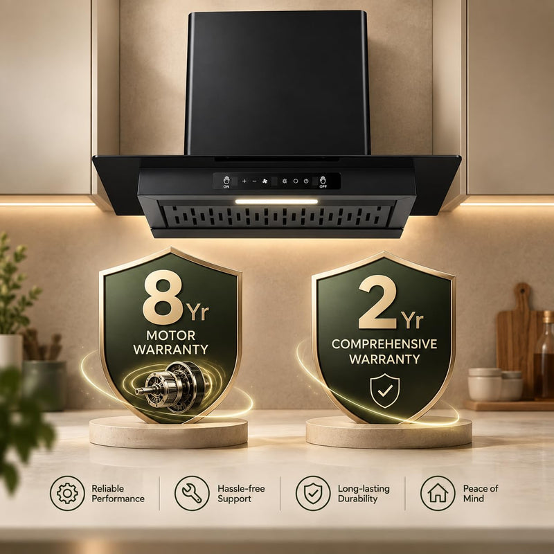 Faber Mercury 60cm 1500m³/hr BLDC Filterless Autoclean T-Shape Wide Grill Chimney|9 Speed| 49dB|Touch&Gesture Control|8 