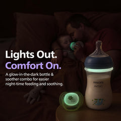 Philips Avent Natural Response Nighttime Set - 9 oz/260 ml Bottle with Medium Flow Teat (Flow 3) (SCD838/17)