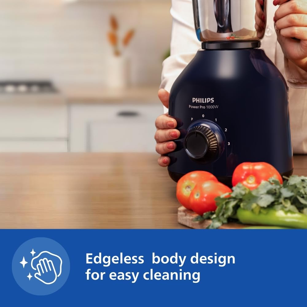 Philips HL7714/01, 1000W PowerPro Motor Mixer Grinder, 4 Jars, Azure Blue