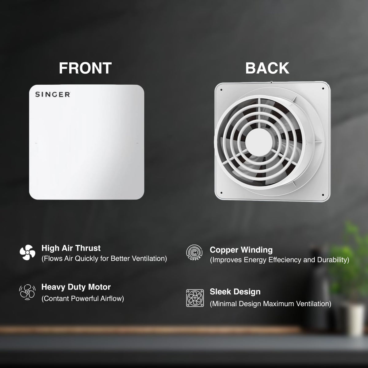 SINGER Venti X 150mm Energy Efficient Exhaust fan for Kitchen, Bathroom-5