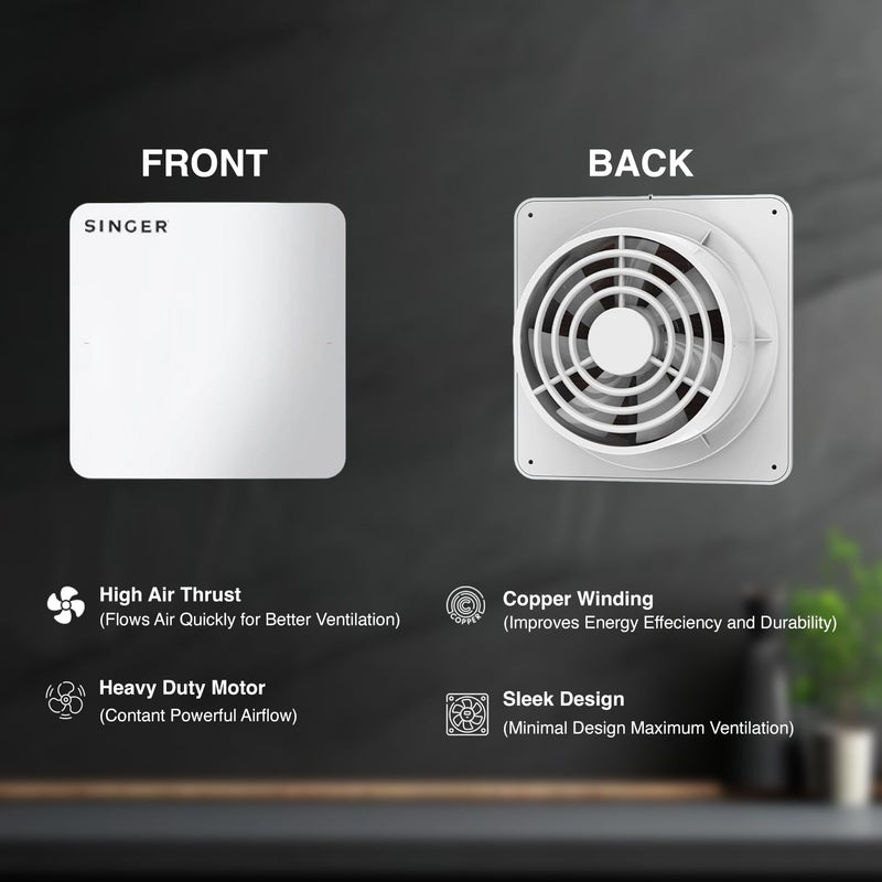 SINGER Venti X 150mm Energy Efficient Exhaust fan for Kitchen, Bathroom-5