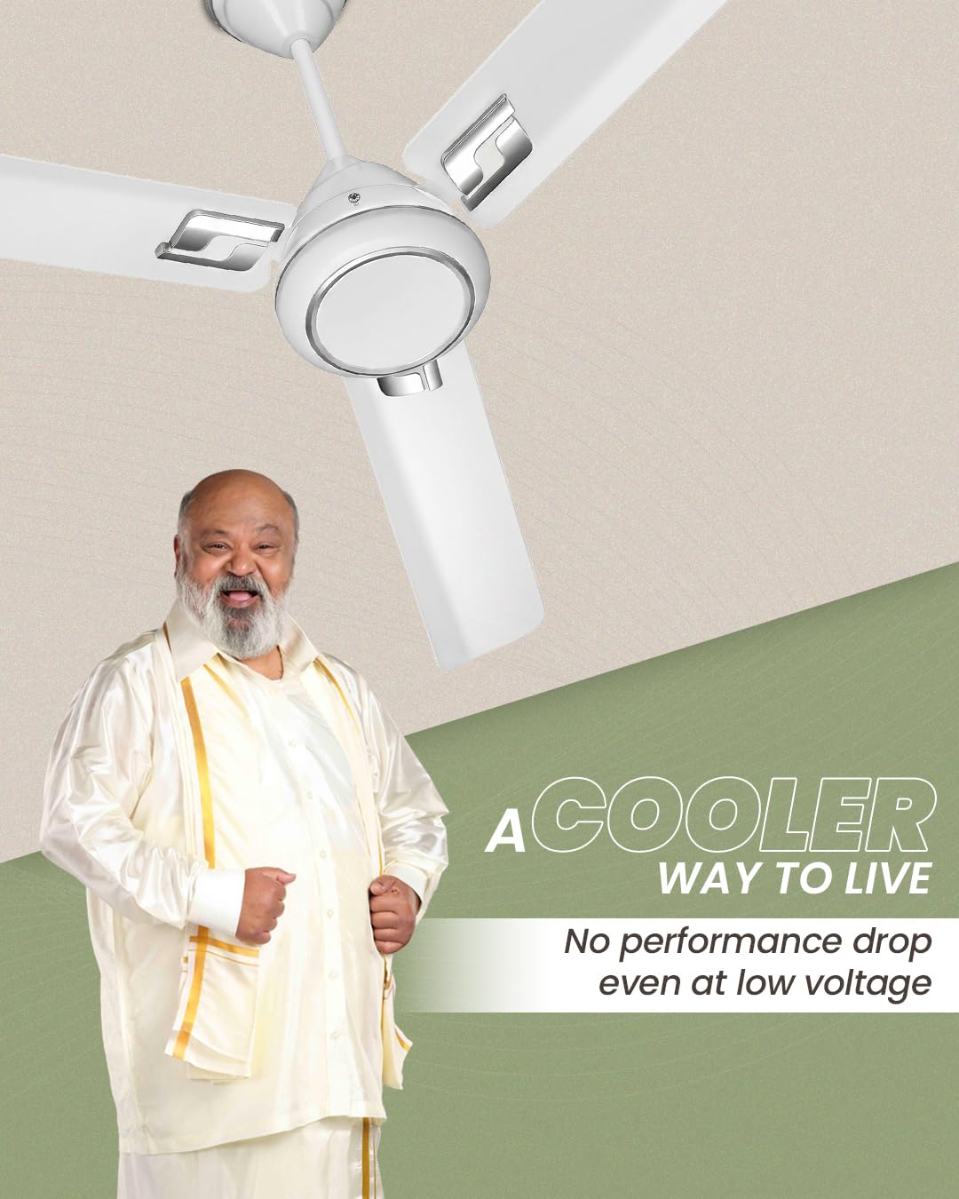 Sujata Kinetica BLDC 1200 mm Ceiling Fan with Remote | 5 Star (White Chrome)-3