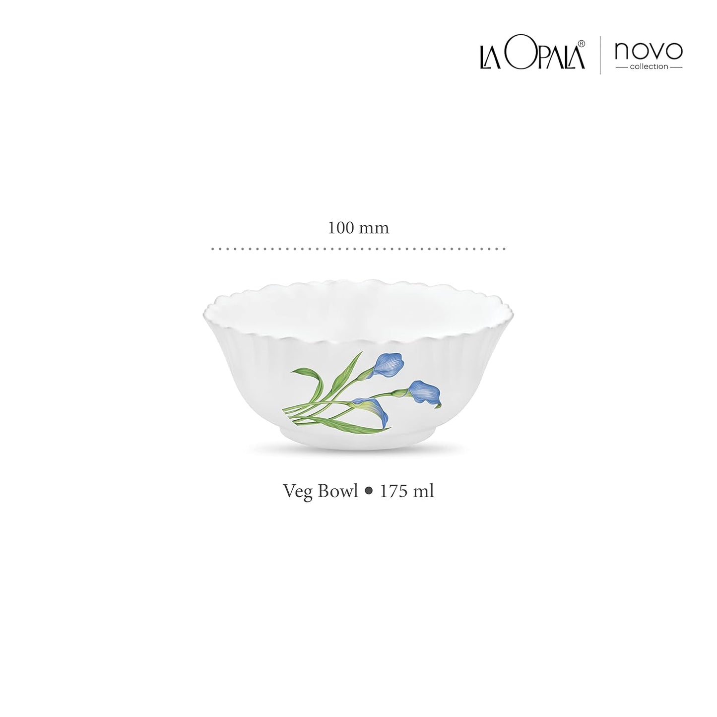 La Opala, Novo Collection, Opal Glass Vegetable Bowl Set 6 pcs, Tender Trio, White