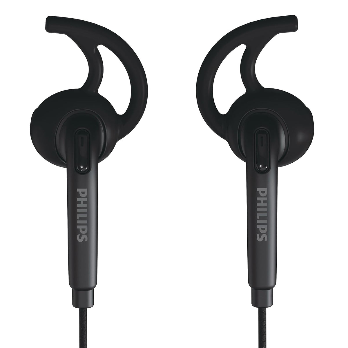 Philips TAA1009BK/94 in-Ear Sports Wired Earphones with Mic, 12mm Neodymium Drivers, Secure Fit Wing Tips