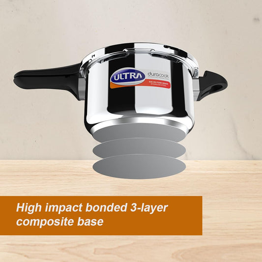 Ultra Duracook Mini Celebrations pack of 2L & 3L Pressure cooker,Gifting,SS304 FoodGrade,Interchangeable Lids,Frothcollector,Induction,3 Layer Composite Base,solid Bakelite handles,ISI,10Y Warranty