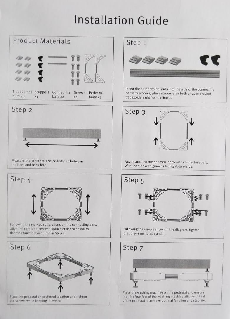 Bosch Siemens Original Adjustable Pedestal for all Front Load Washing Machine (Washing Machine stand)