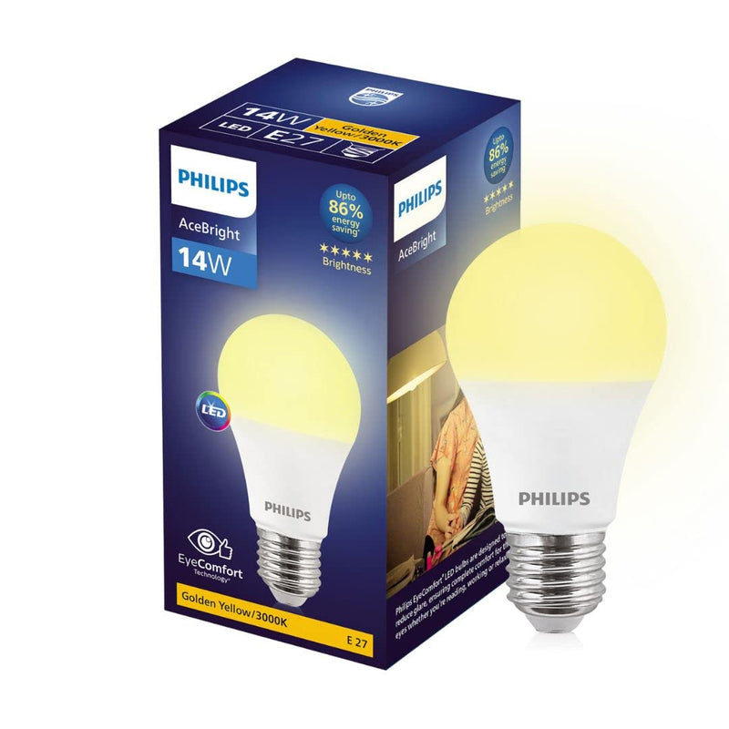 Philips 14-watt LED Bulb - AceBright High Wattage LED Bulb (Pack of 4) (Golden Yellow, B0C3RKSW52)