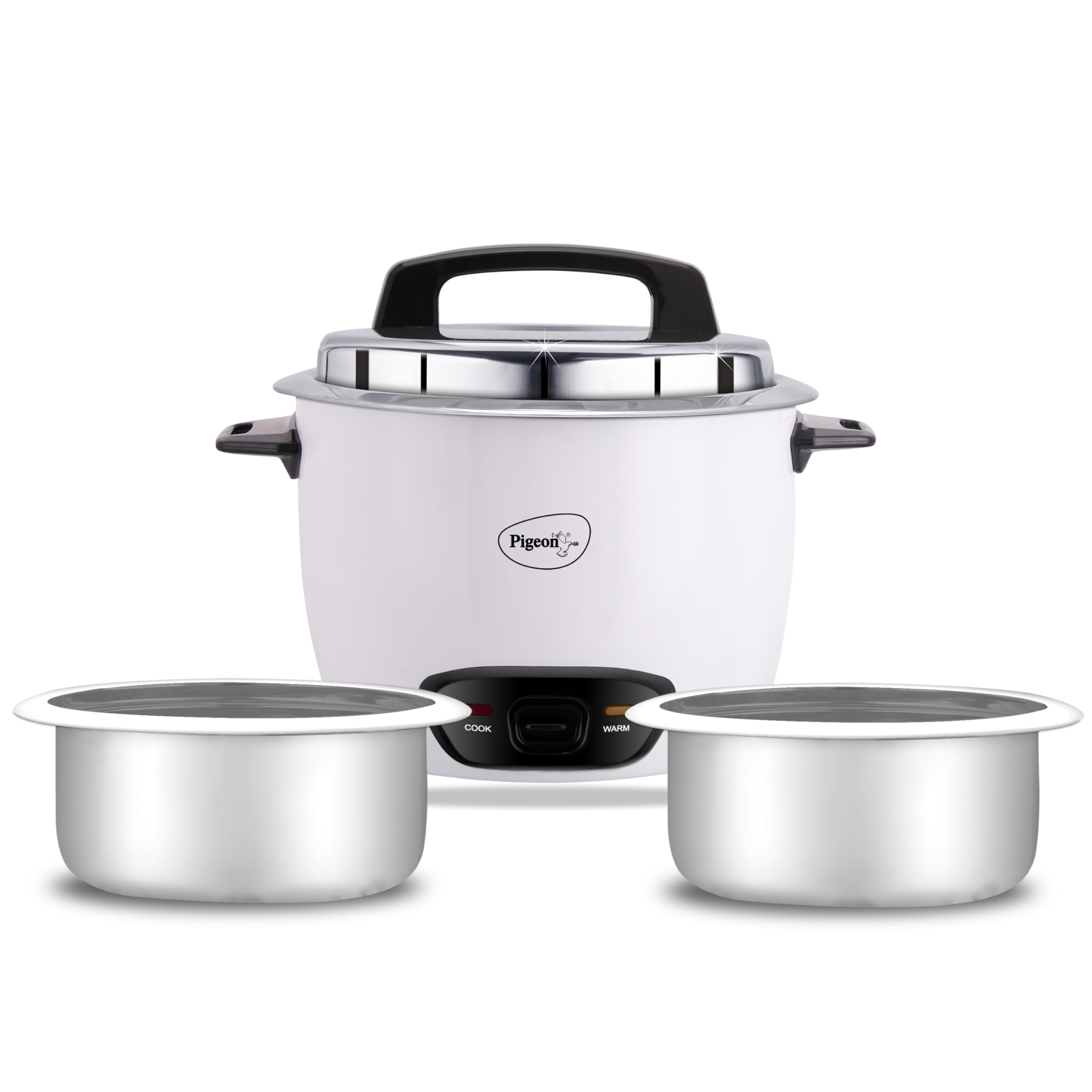 Pigeon by Stovekraft Joy Rice Cooker with Single pot, 1 litres. (White) | Toughened Glass Lid | 400 Watts | Aluminium Cooking Pot | Measuring Cup| Spatula | Energy Efficient Cooking