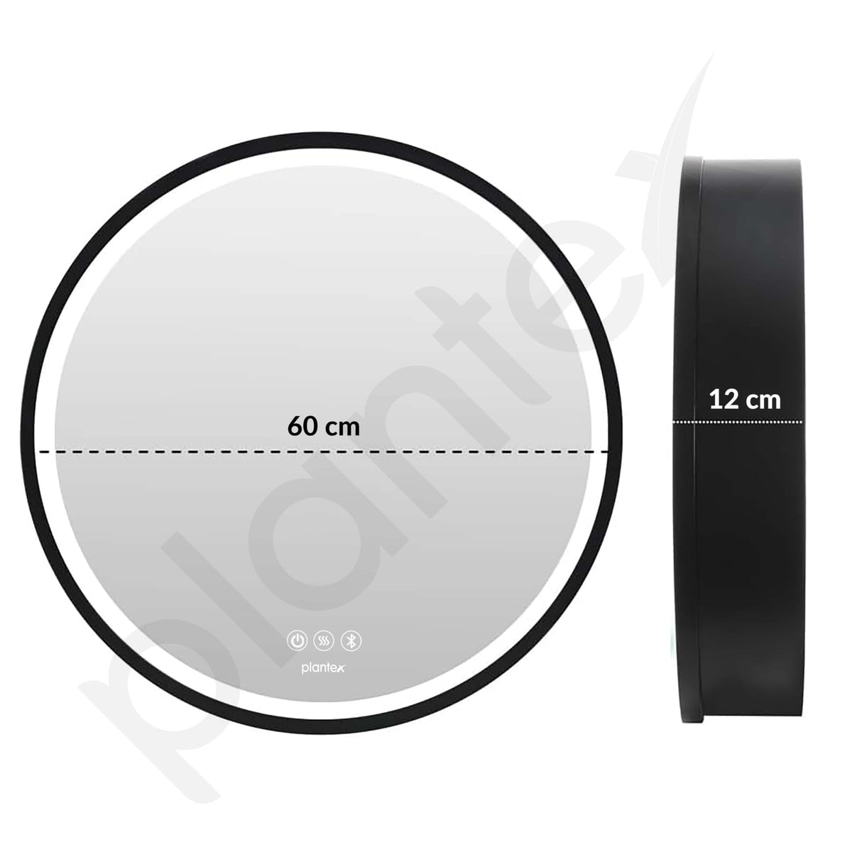 Plantex Bathroom Cabinet with Mirror/Aluminium Framed Bathroom Cabinet Storage/Round LED Mirror Cabinet for Bathroom Wall/Bathroom Organiser Cabinet (24x24 Inch, Defogger & Bluetooth - Black)-2