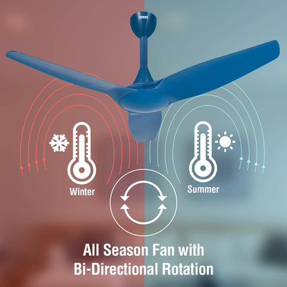 USHA Heleous 1220mm Premium BLDC Ceiling Fan with Rust Free ABS Blades and RF Remote (Imperial Blue) Pack of 1