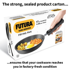 Hawkins Futura 17 cm Frying Pan, Hard Anodised with Stainless Steel Lid, Small Frying Pan, Black (AF17S)