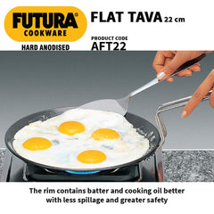 Hawkins Futura Hard Anodised Flat Tava 22 cm, 4.06 mm