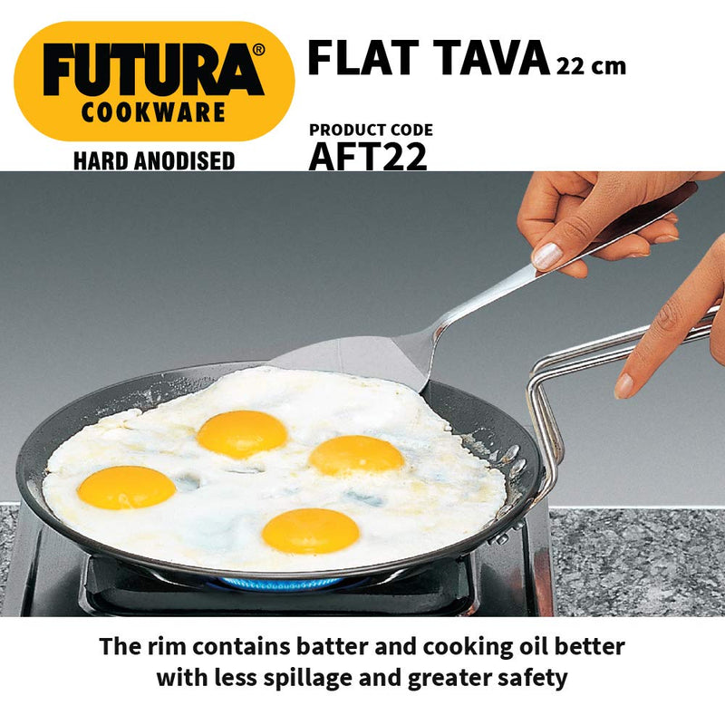 Hawkins Futura Hard Anodised Flat Tava 22 cm, 4.06 mm