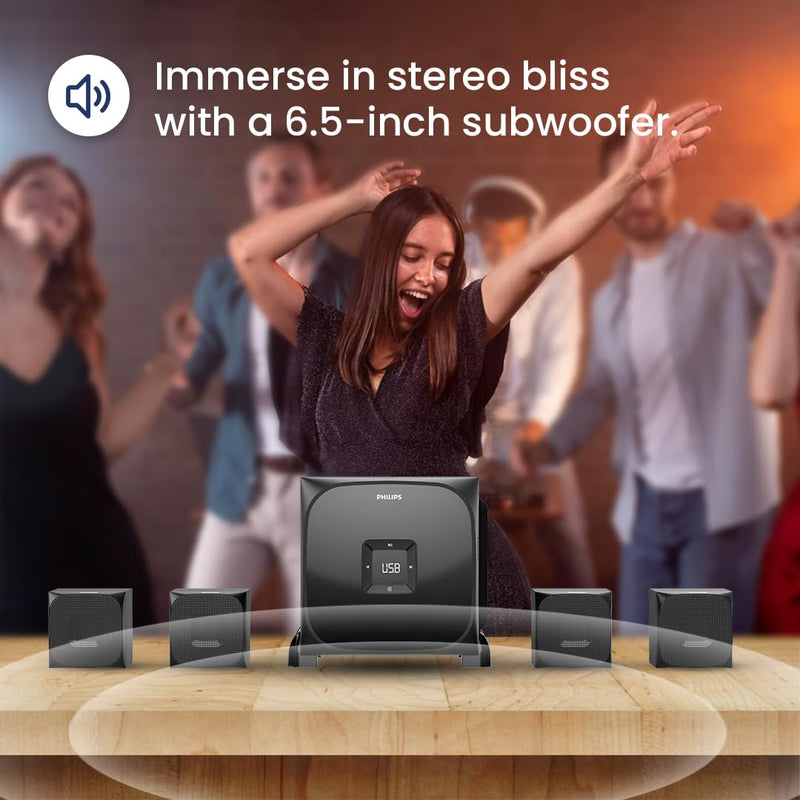 Philips Audio SPA8170B 4.1Channel 100W Bluetooth Multimedia Speaker with RiChannel Bass