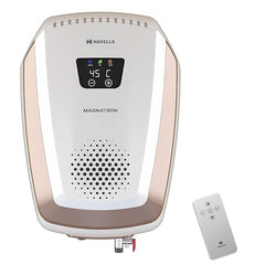 Havells Magnatron 15 Litre Storage Water Heater(Geyser)| No Heating Element| For Hard Water| Minimal Scaling| Energy Saving| Remote Controlled| Free Installation & Flexi Pipe (White Champagne Gold)