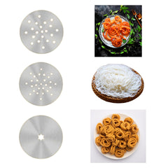 12-Pack Stainless Steel Replacement Discs – Interchangeable Molds/Dies for Handheld Murukku Maker, Idiyappam Noodle Maker, Sev, Pasta & More Compatible with All Automatic Noodle Makers (12)