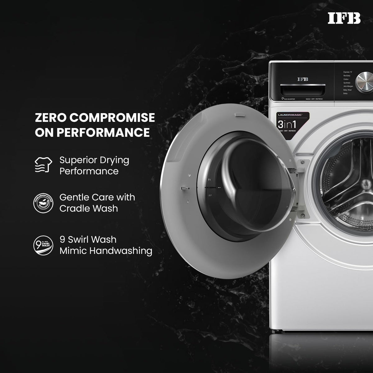 IFB 10 Kg/7 Kg/3 Kg 3-in-1, AI Powered, Fully Automatic Washer Dryer Refresher (IFB Laundrimagic®, EXECUTIVE PLUS ZXS, 9
