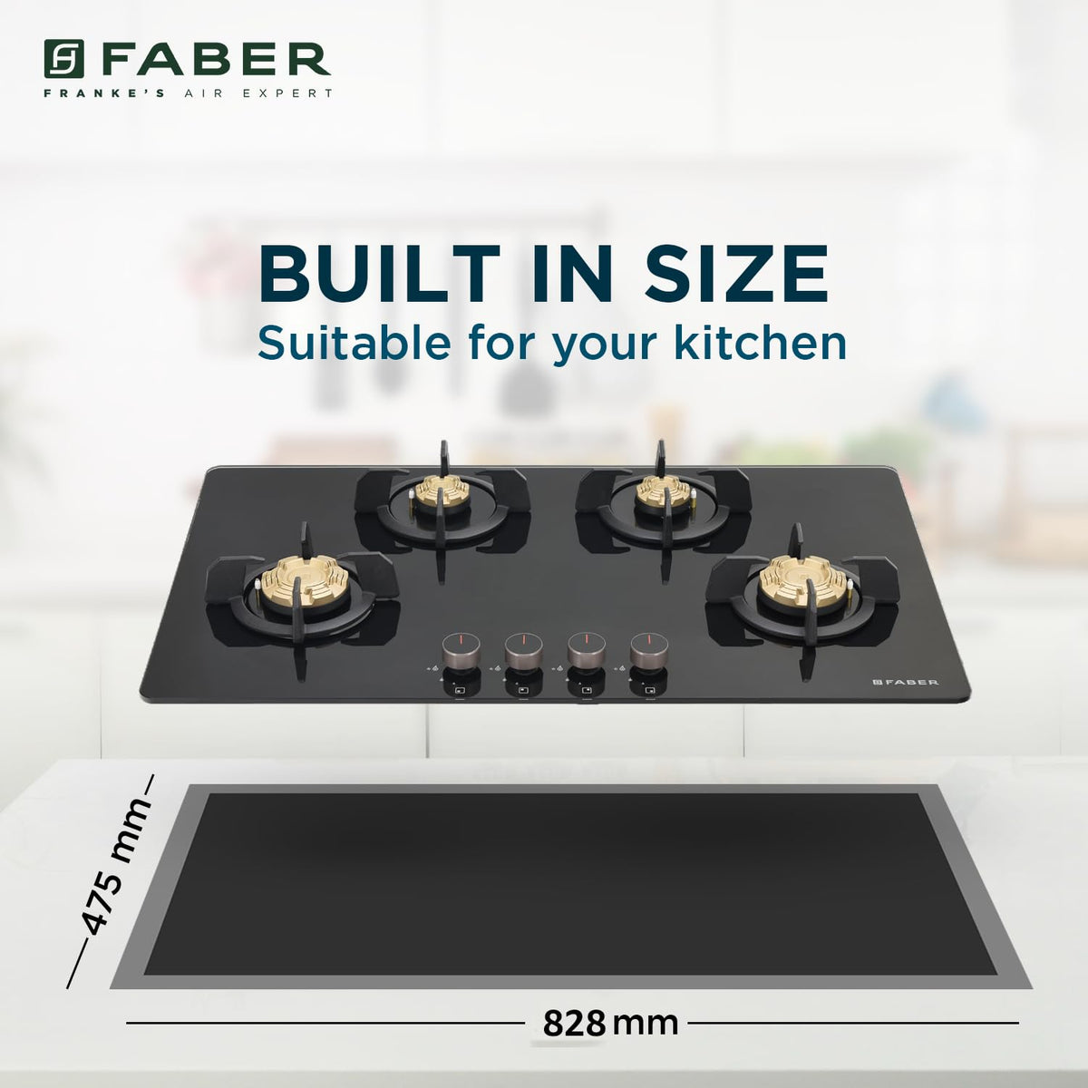 Faber 4 Burner 90Cm HOB |Auto Ignition| HOB PRIME HT904 CRS BR CI AI |Metal Knobs| Cast Iron Pan Support|HOB/Cooktop Hyb