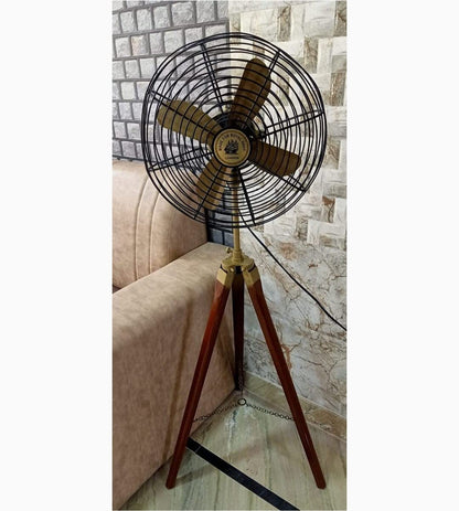 S.I Sara Instruments Floor Fan | Vintage Style | with Wooden Tripod Stand