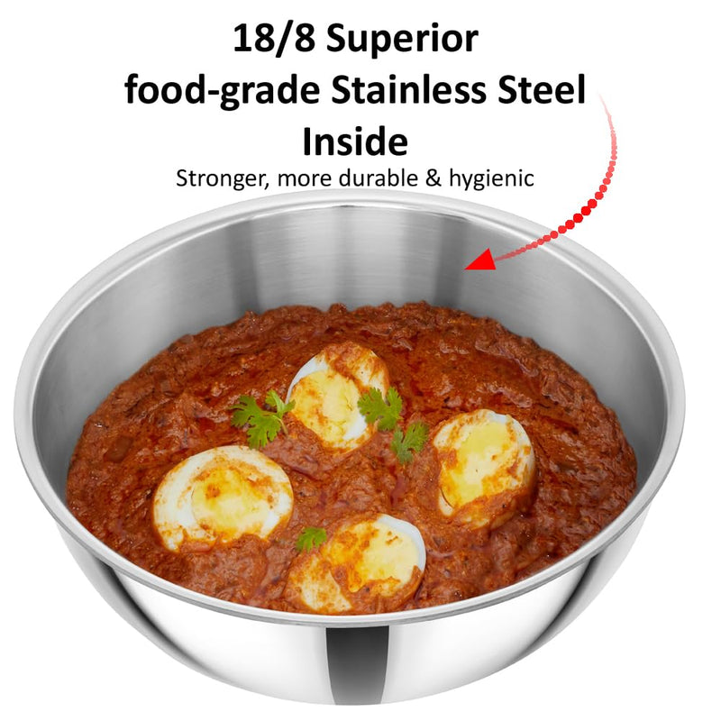 Hawkins 2.5 Litre Metro Kadhai, Triply Stainless Steel Induction Tasla, Silver (SSTA25)