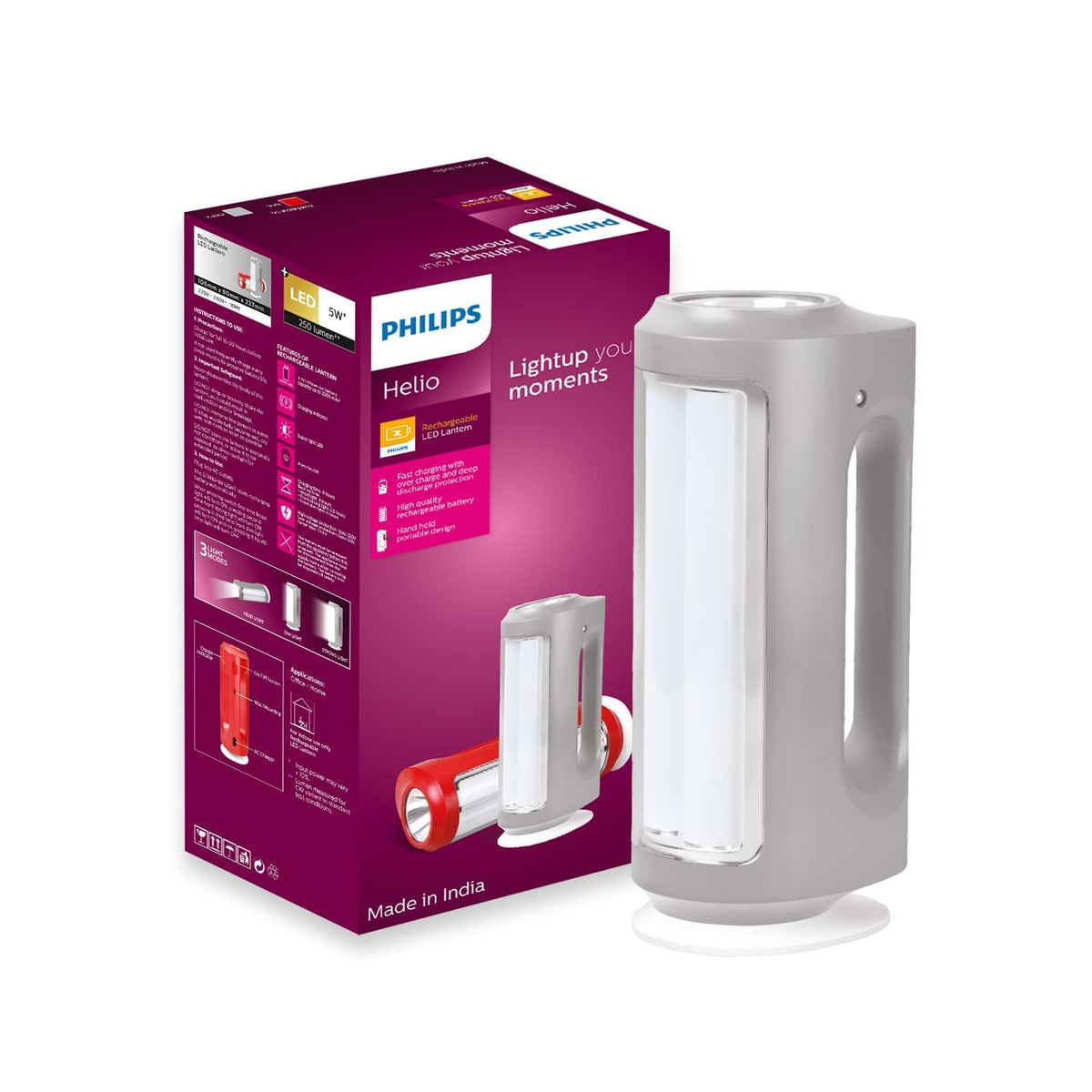 Philips Helio Multi-Functional Emergency Rechargeable LED Lantern (White, B0CCV4HG1S)