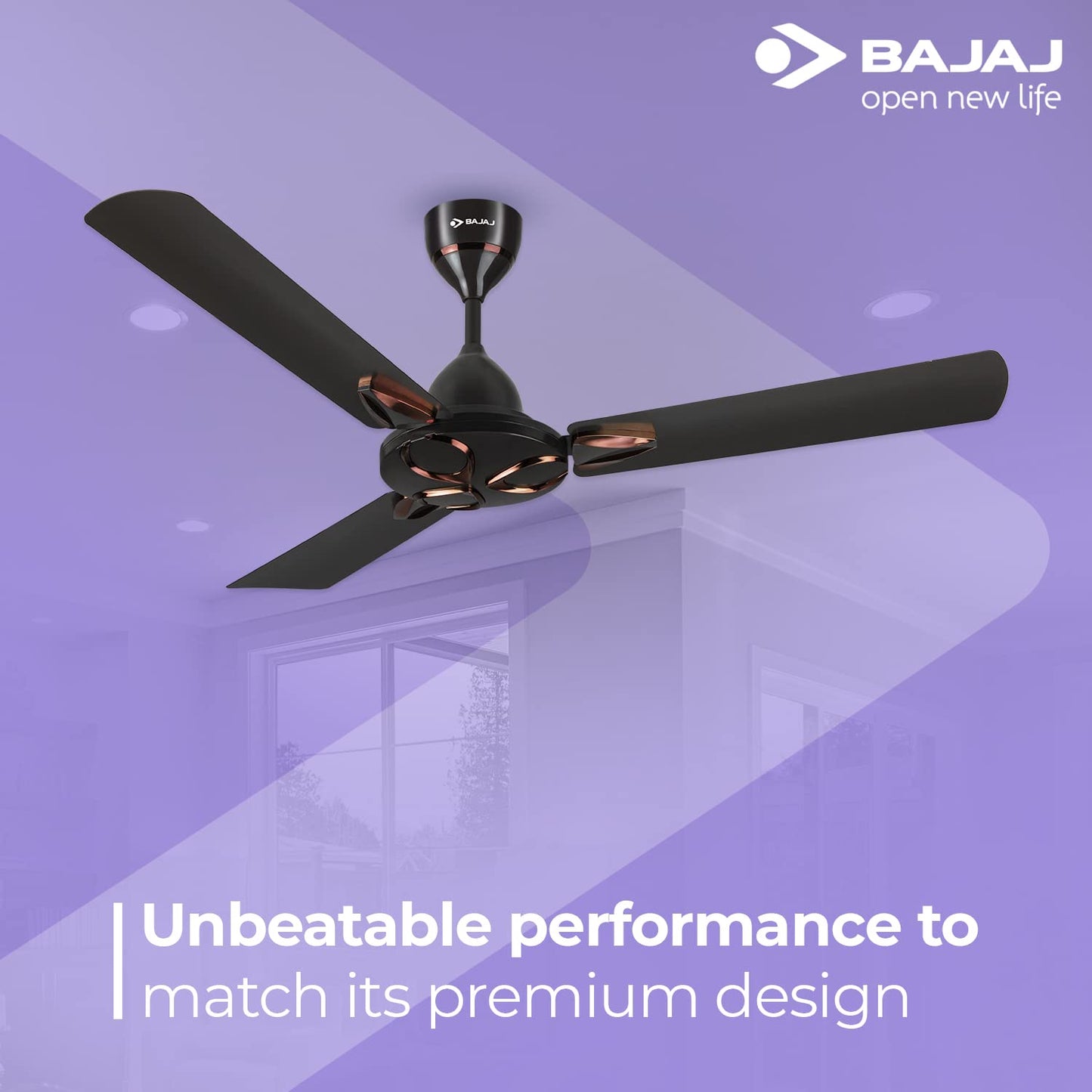 Bajaj Novella 1200MM Ceiling Fan for Home | Anti-Viral & Anti-Bacterial Coating | High Air Delivery | 2-Yrs Warranty 【Elegant Brown】