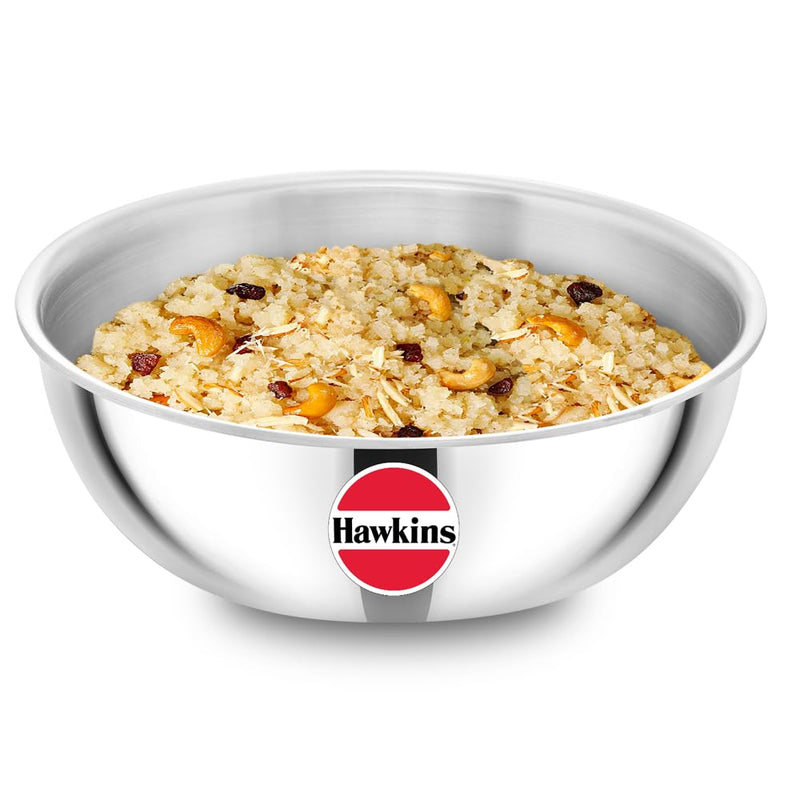 Hawkins 3 Litre Metro Kadhai, Triply Stainless Steel Induction Tasla, Silver (SSTA30)
