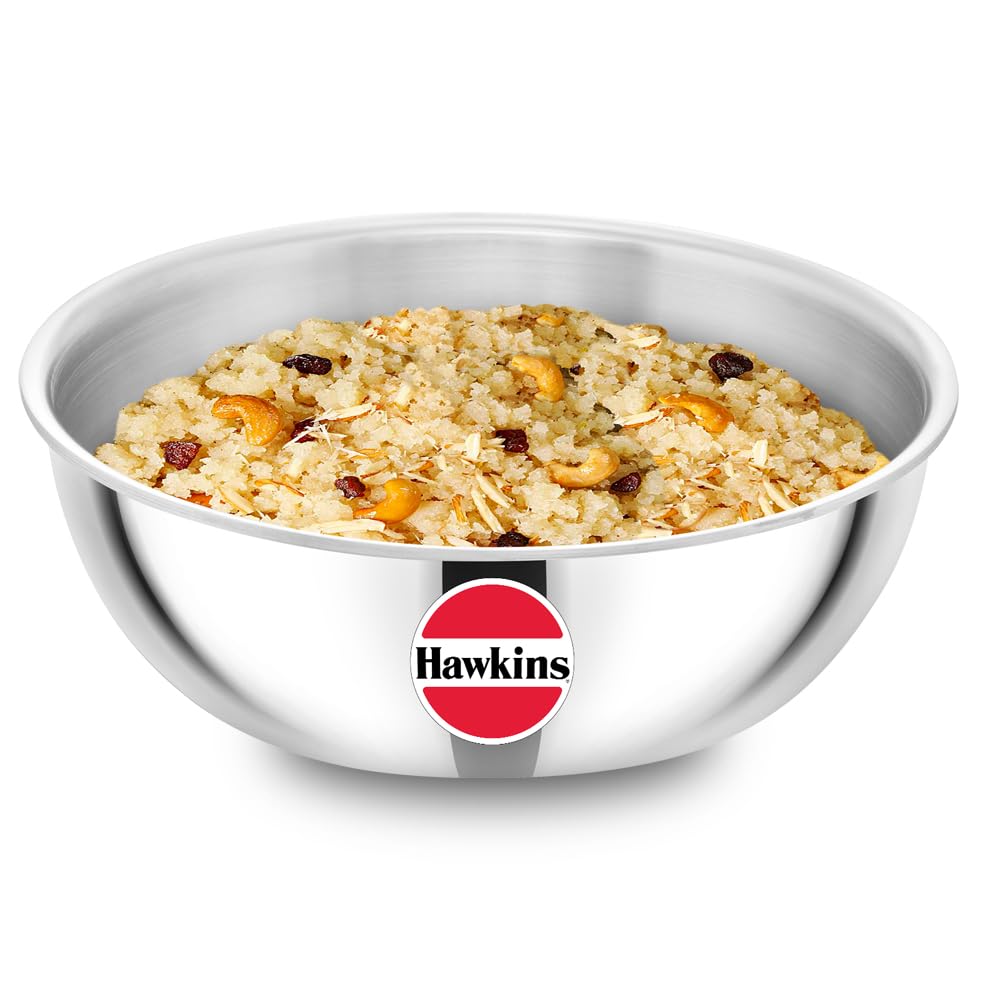 Hawkins 4 Litre Metro Kadhai, Triply Stainless Steel Induction Tasla, Silver (SSTA40)