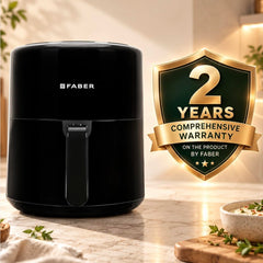 Faber 4L 1500W Digital Air Fryer | Fry, Bake, Roast | 85% Less Oil, 200°C Swirl Heating Technology |8-Preset Menu | Touc