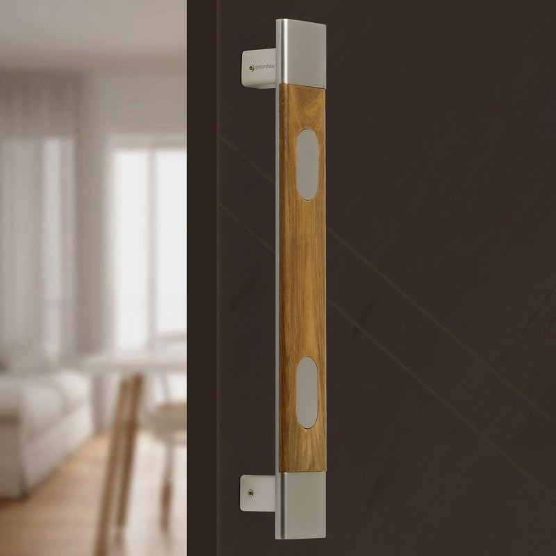 Plantex Heavy Duty Main Door Handle/14 inch Door Handle for Main Door/Pull Push Door Handle for Glass/Wooden Door with Satin and Wood Finish - Pack of 1-1