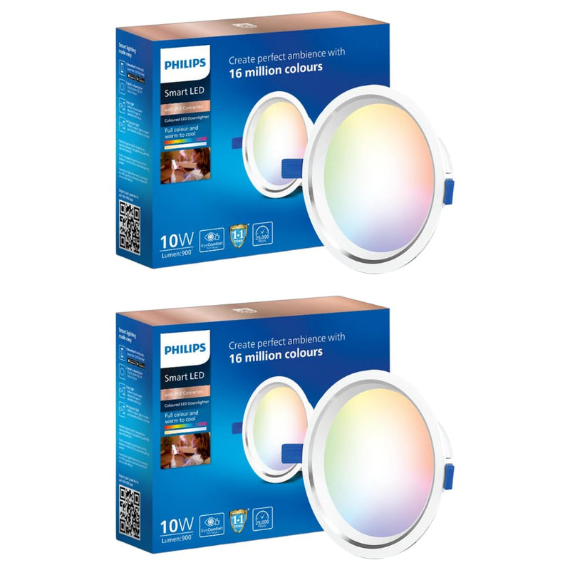 Philips Smart 10W Round WiFi LED Downlighter (Pack of 2)