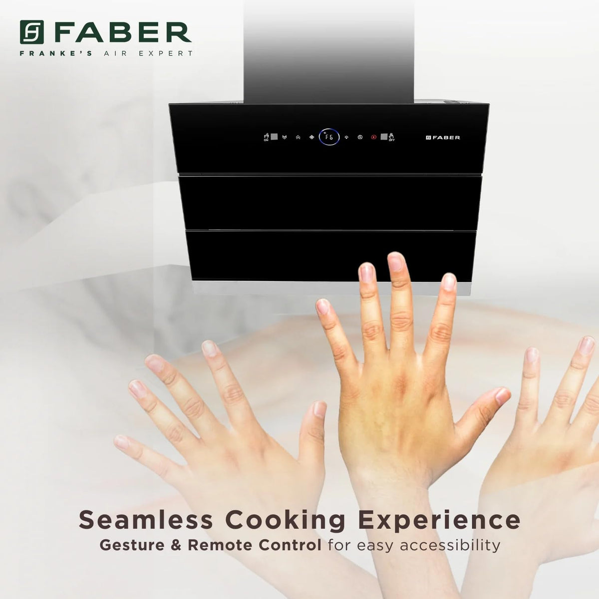 Faber 60 cm 1500 m³/hr Wall Mounted Kitchen Chimney (HOOD COMET BLDC FL HC BK 60, Filterless technology, Touch & Gesture