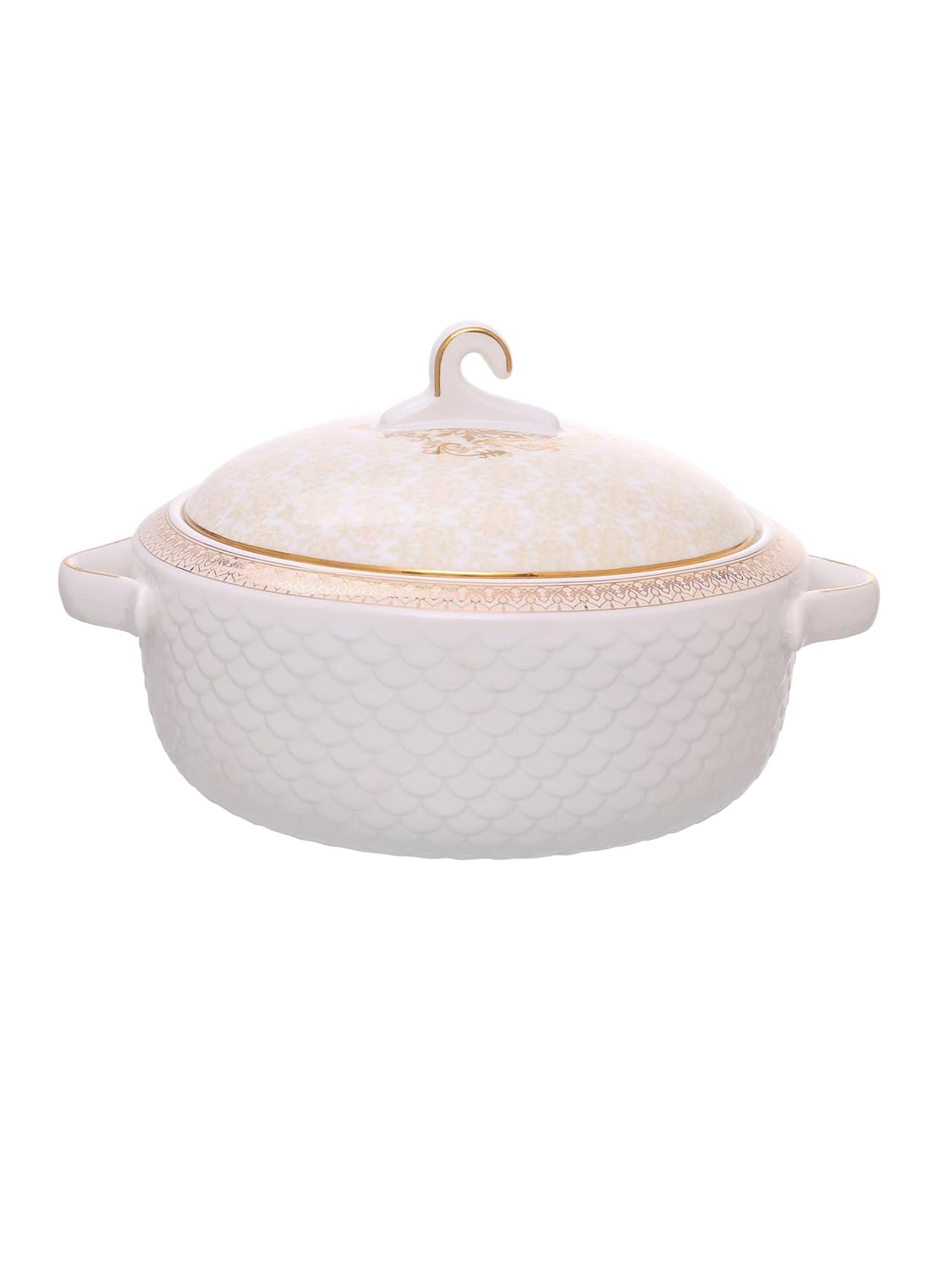 Clay Craft Fine Ceramic Premium Ripple Floral Dinner Set of 40 Pieces, 22K Gold Jaisalmer, for Family of 6, Dinner Set Ceramic, Dining Set for Dinner, Plates and Bowls Set, Crockery Set for Gift